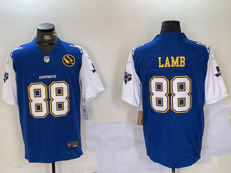 Men Dallas Cowboys 88 Lamb Blue five generations 2024 Nike Vapor Limited NFL Jersey style 1